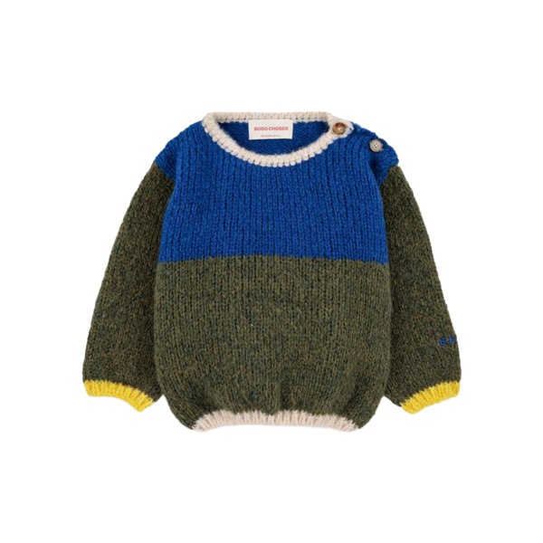 bobo choses color block baby sweater blue – kodomo