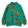 mini rodini ducks aop halfzip sweatshirt green