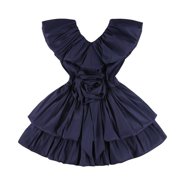 caroline bosmans tafta teen dress dark blue