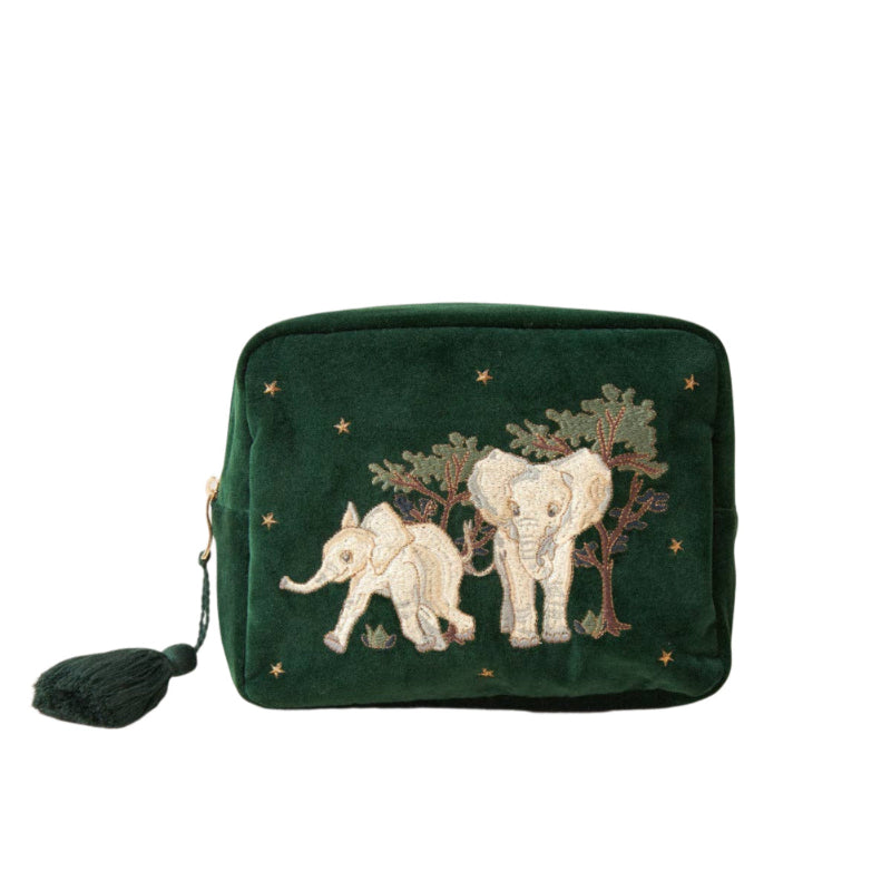 baby elephant conservation pouch forest/velvet