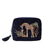 elizabeth scarlett giraffe mother & baby velvet wash bag navy