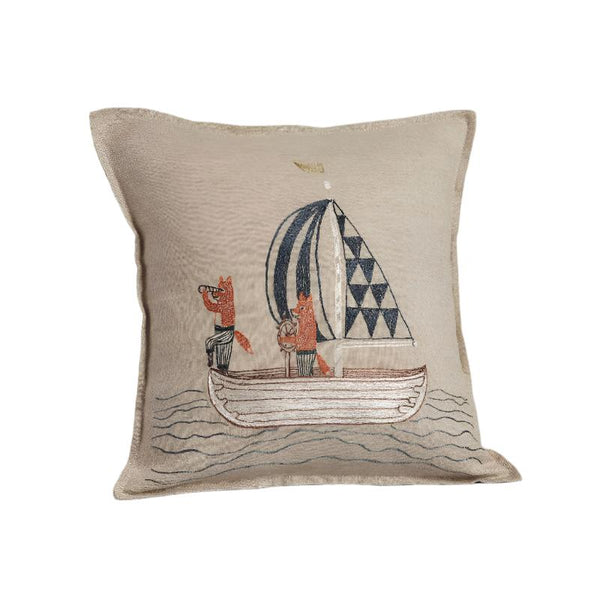 coral & tusk sailing foxes pillow