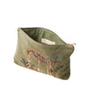 elizabeth scarlett giraffe mother & baby velvet pouch olive