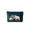 elephant herd mini pouch emerald/velvet