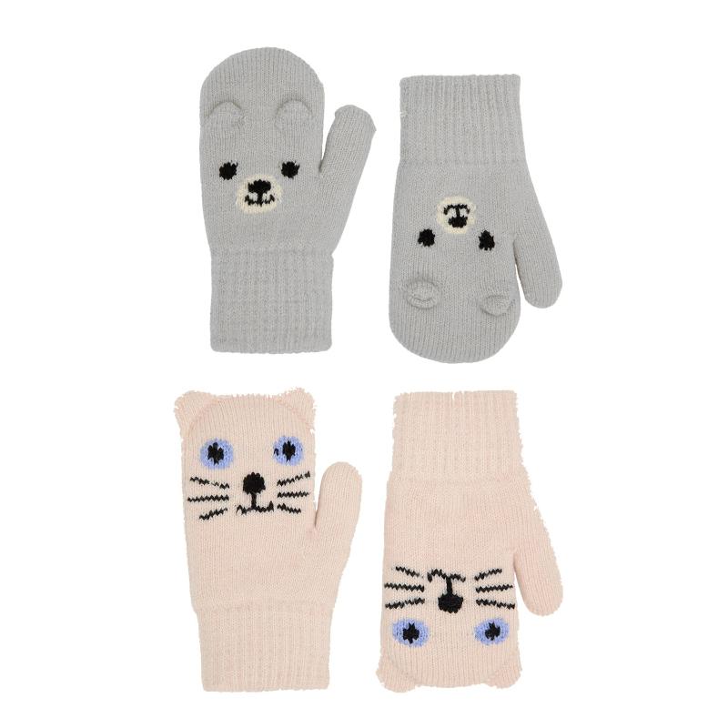 molo kenau 2-pack knit mittens grey snow