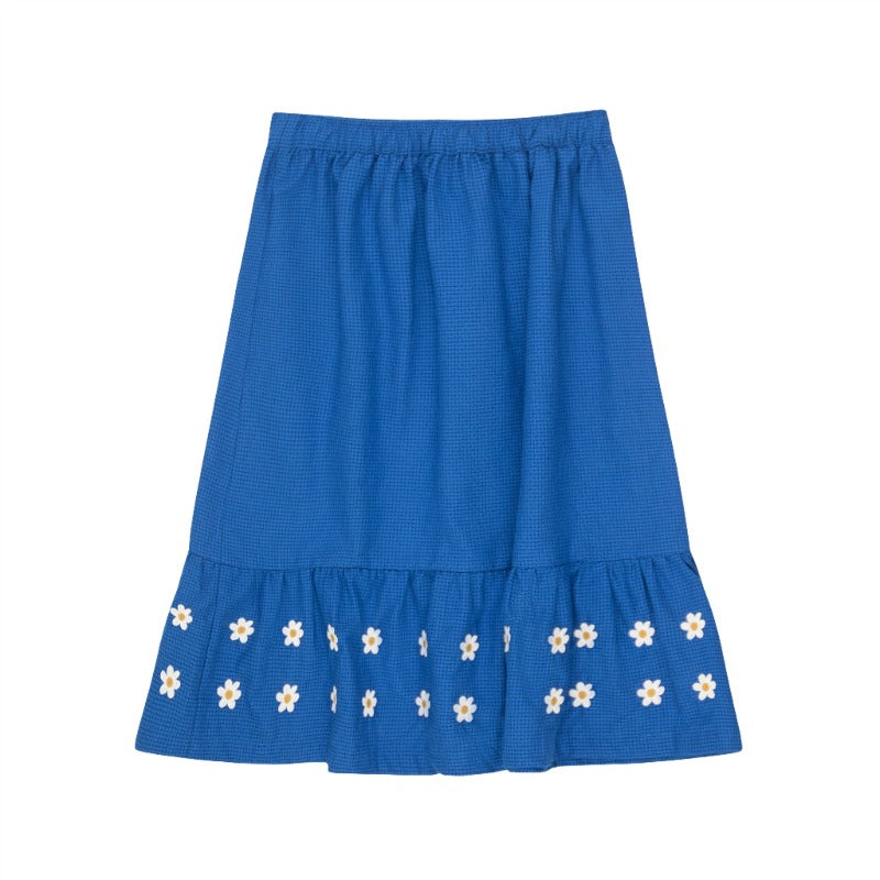 tinycottons daisies long skirt blue navy