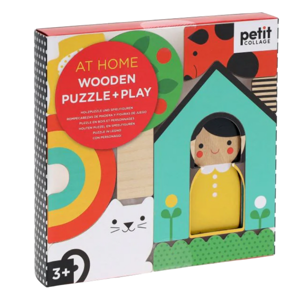 petit collage at home wooden puzzle + play