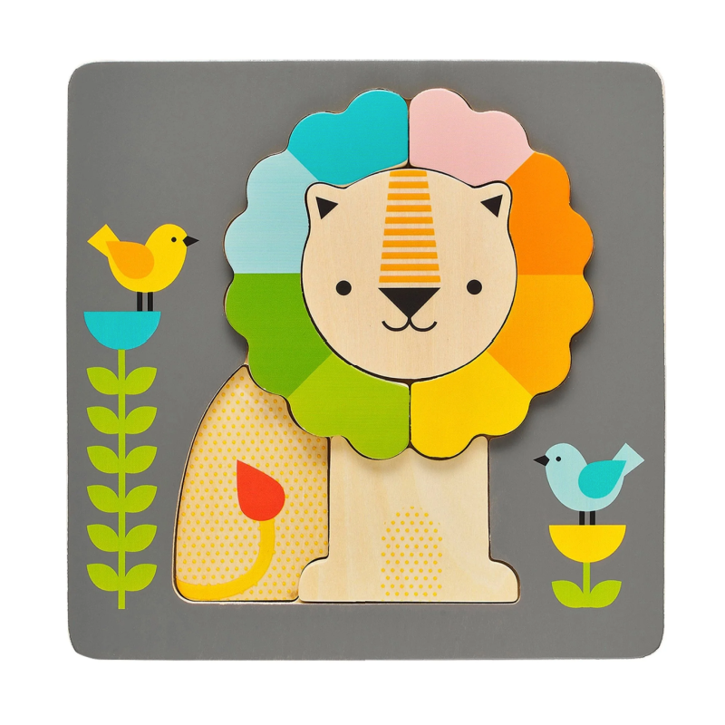 petit collage little lion chunky wood puzzle