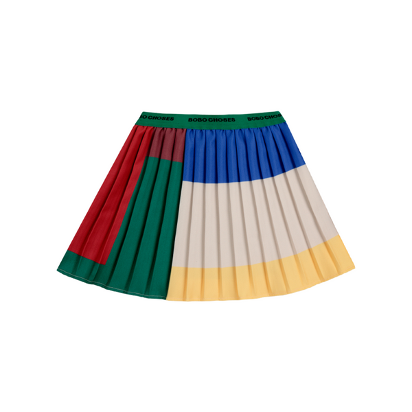 bobo choses color block pleated woven skirt multicolor