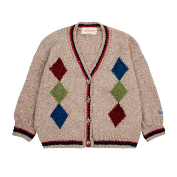 bobo choses diamonds intarsia cardigan light brown