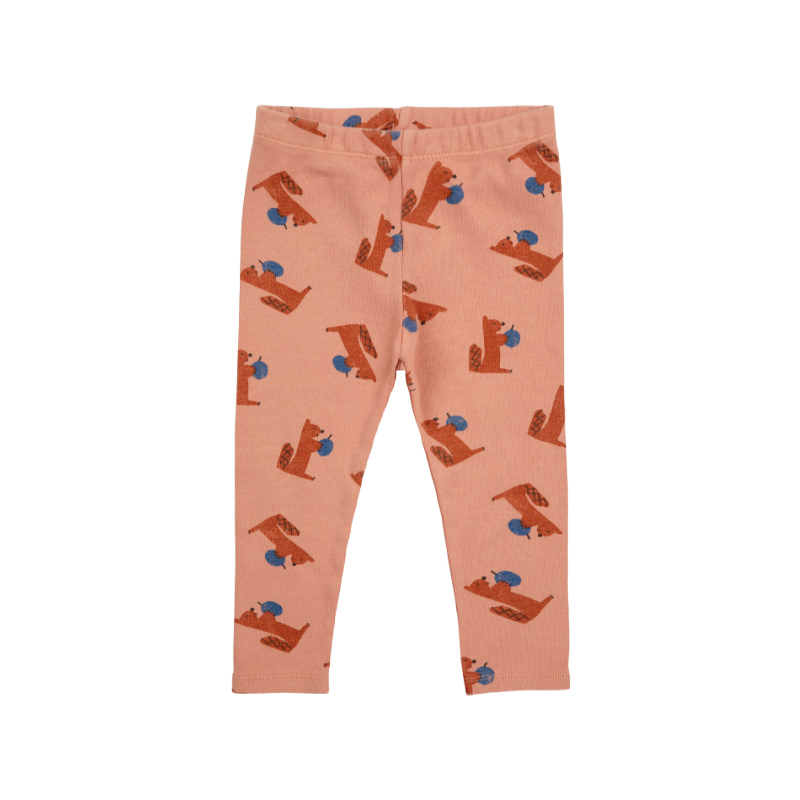 bobo choses hungry squirrel all over baby leggings light brown