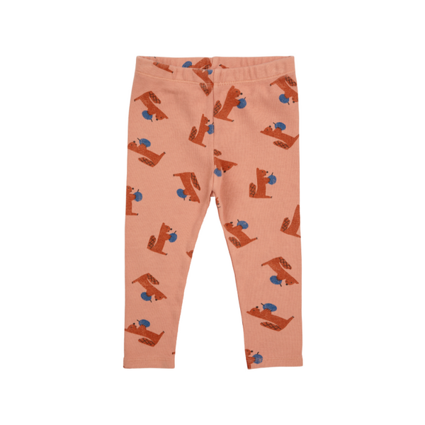 bobo choses hungry squirrel all over baby leggings light brown