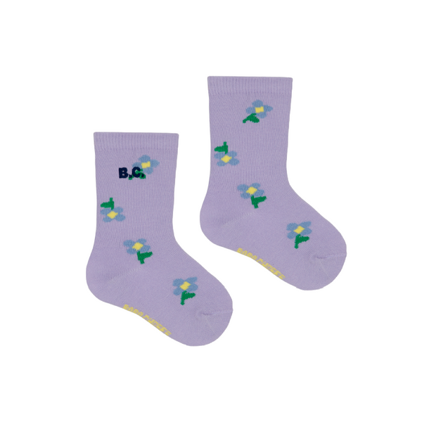 bobo choses pansy flower all over baby long socks lavender