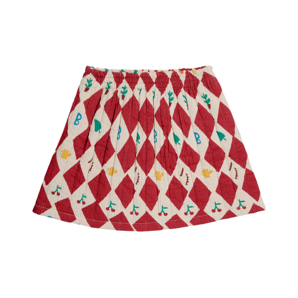 bobo choses harlequin all over quilted woven skirt red