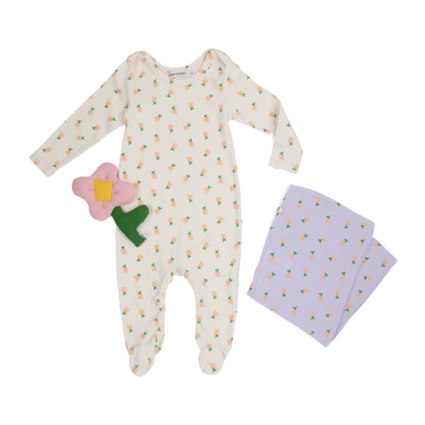 bobo choses pansy flower baby gift set lavender