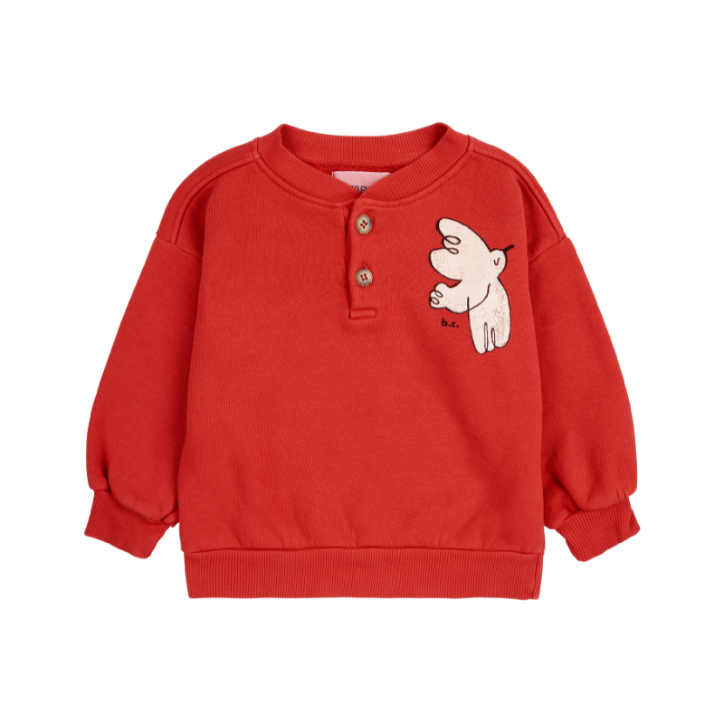 bobo choses freedom bird buttoned baby sweatshirt red