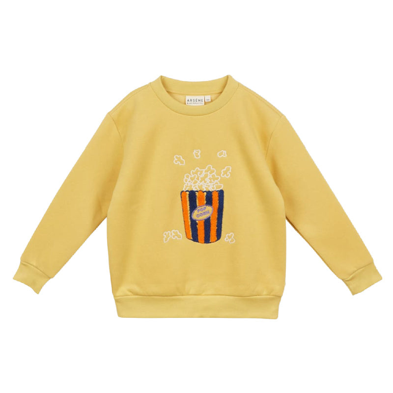 arsene & les pipelettes popcorn embroidered sweatshirt yellow