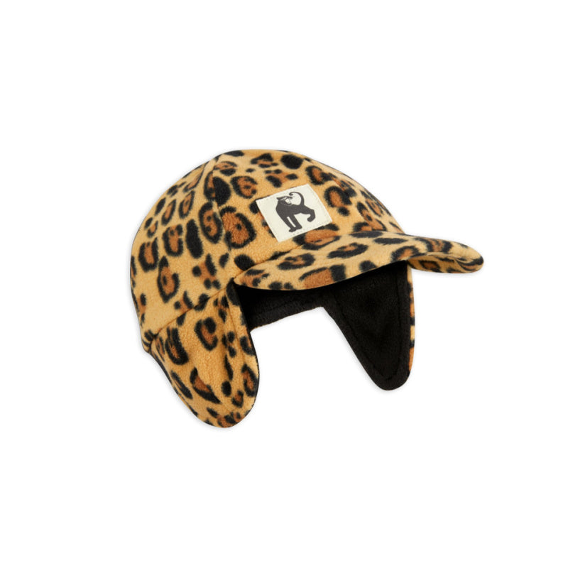 mini rodini basic leopard fleece cap beige