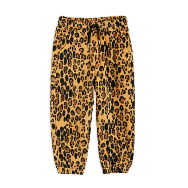 mini rodini leopard fleece trousers beige