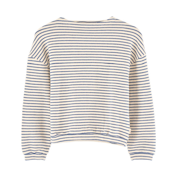 bellerose vaso long sleeve t-shirt stripes ecru blue