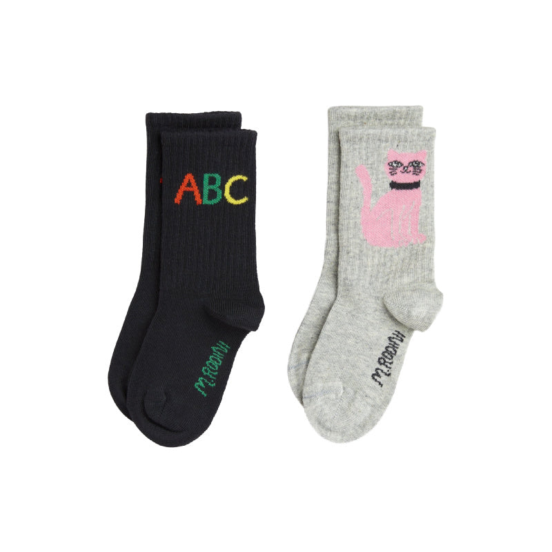 mini rodini ABC 2 pack socks multi