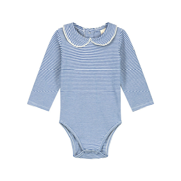 gray label baby collar onesie blue moon/cream