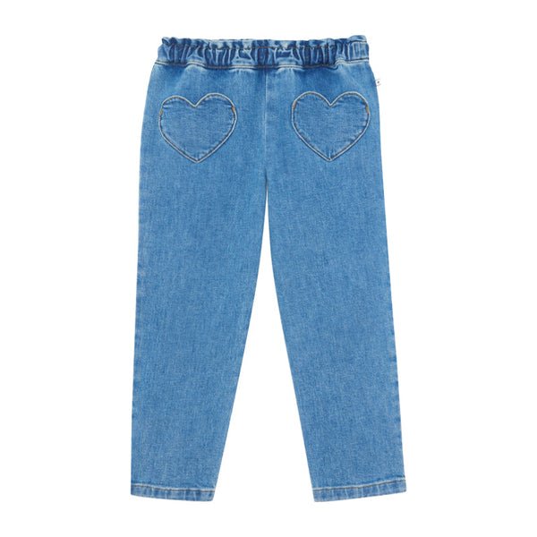 bonton heart denim pants blue