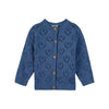 bonton heart pointelle baby cardigan blue