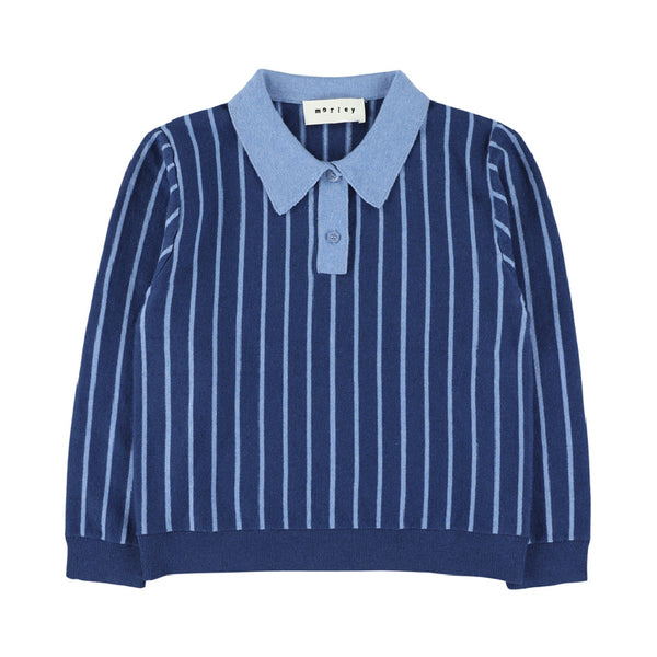 morley vincent knitted polo blue