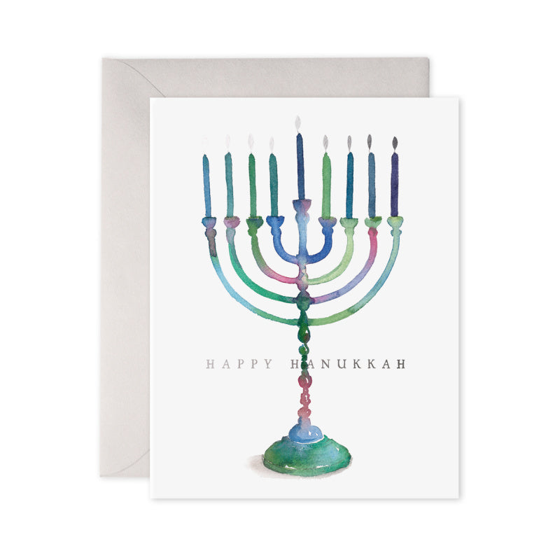 colorful menorah card