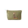 giraffe velvet mini pouch olive elizabeth scarlett