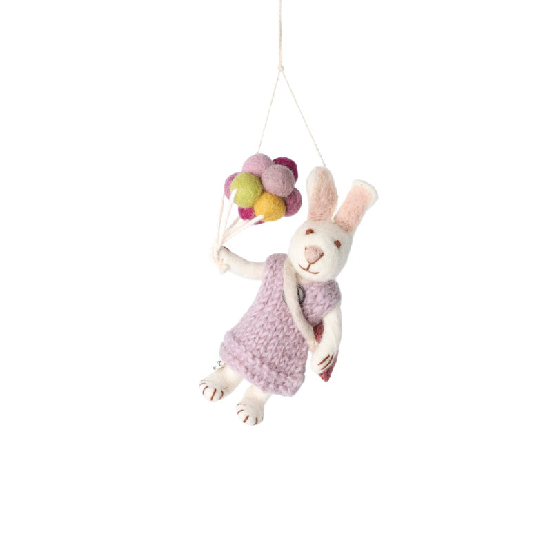 gry & sif girl bunny with balloons ornament