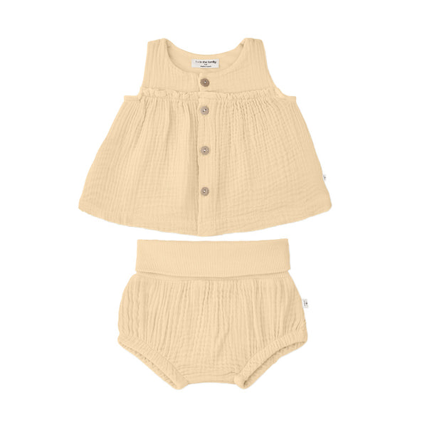 1+ in the family baby blouse + bloomer set peach