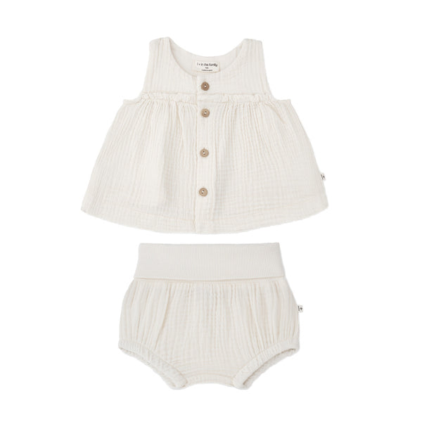 1+ in the family baby blouse + bloomer set ecru