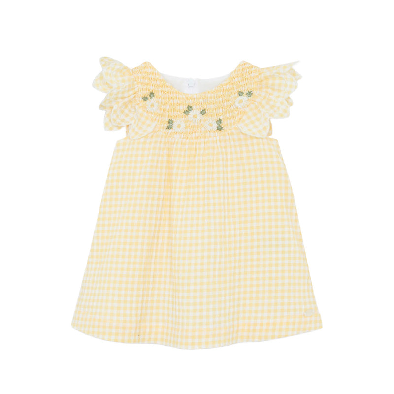 tartine et chocolat gingham smocked dress yellow