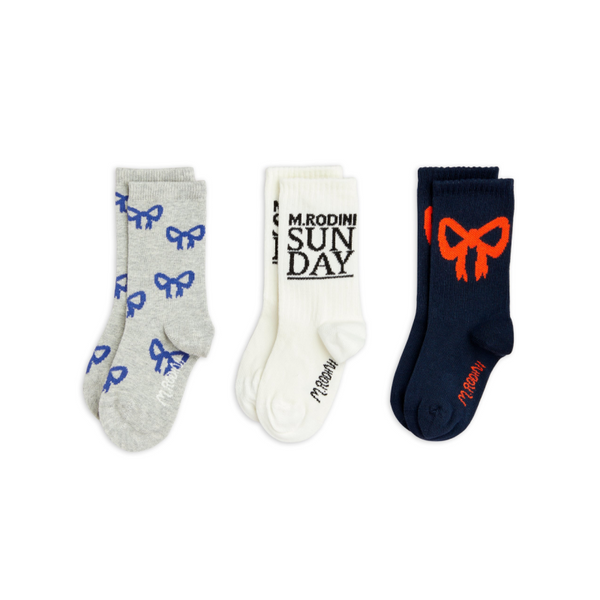 mini rodini bow 3-pack socks multi