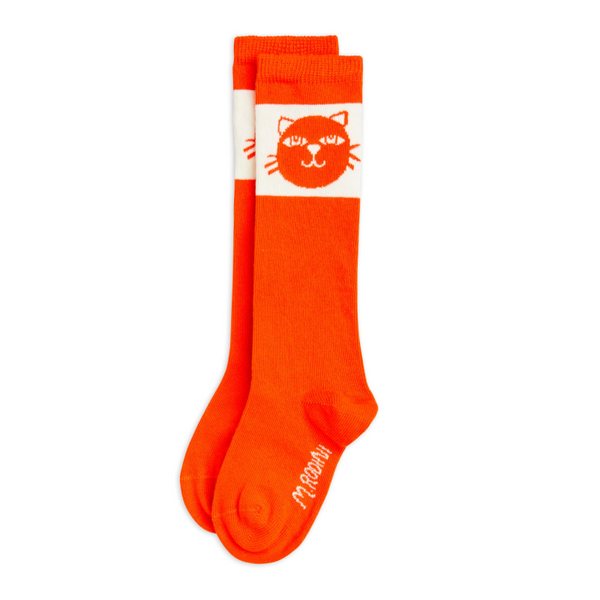 mini rodini cats knee-high socks red