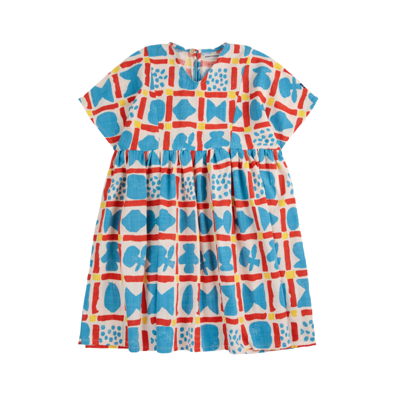 bobo choses geometric game all over woven dress offwhite