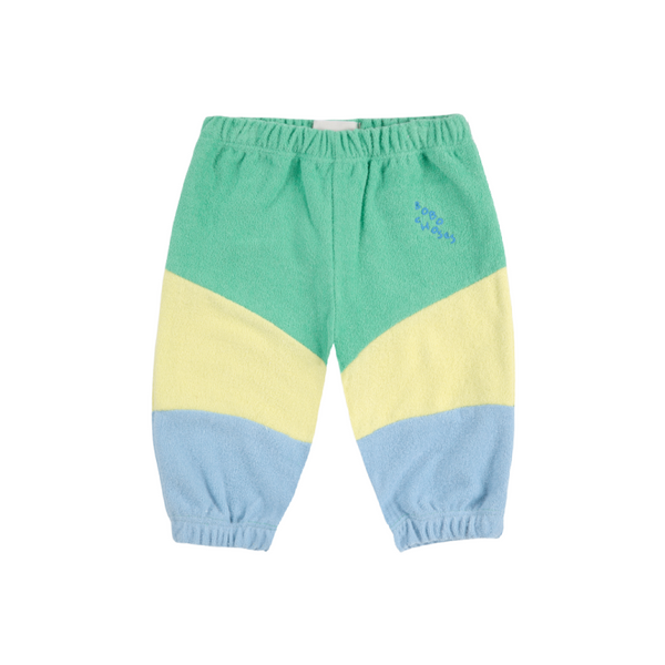 bobo choses green color block baby jogging pants light green