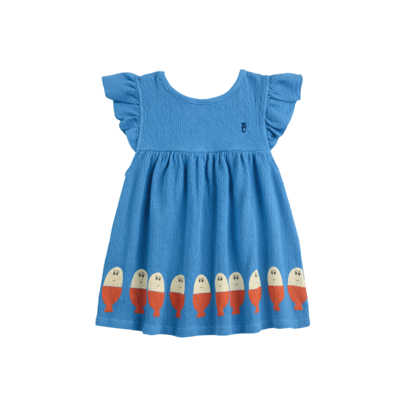 bobo choses morning egg ruffle baby dress blue