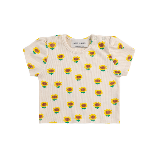 bobo choses sunflower all over balloon sleeve baby t-shirt beige