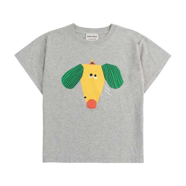 bobo choses happy dog t-shirt heather gray