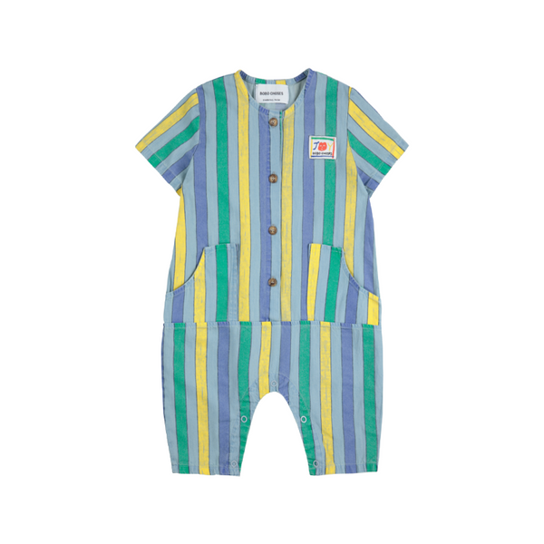 bobo choses multicolor stripes denim baby overall multicolor