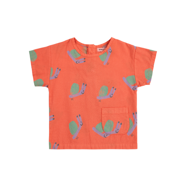 bobo choses funny snail all over woven baby shirt red