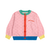 bobo choses color block open work cardigan light pink