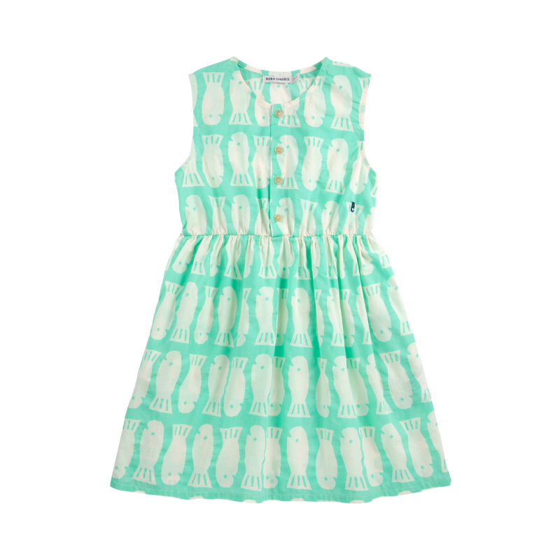 bobo choses lucky fish all over sleeveless dress light green