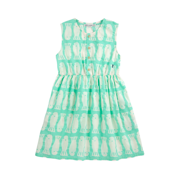 bobo choses lucky fish all over sleeveless dress light green