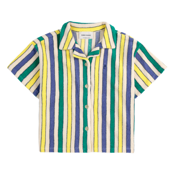 bobo choses multicolor stripes terry cloth shirt offwhite