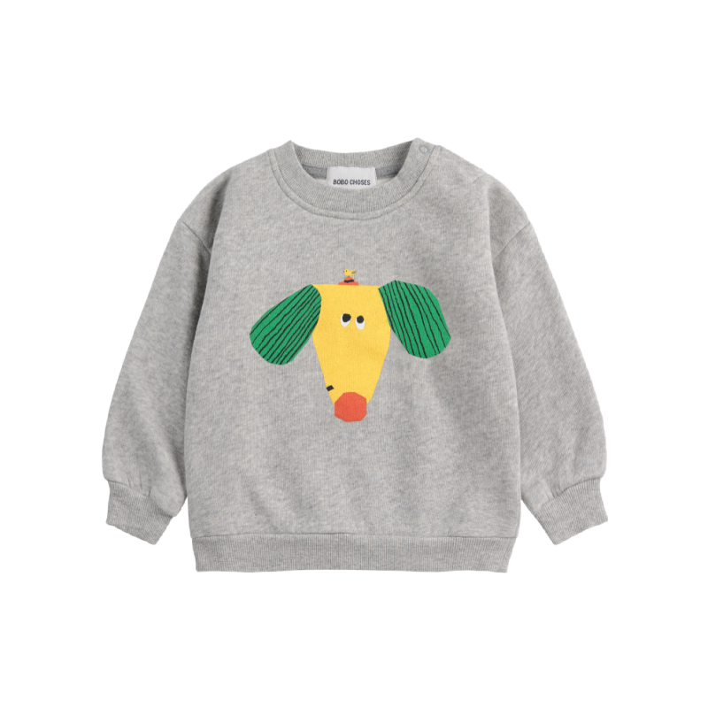 bobo choses happy dog baby sweatshirt heather gray