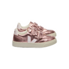 veja small v-12 chromefree leather nacre lassi metallic pink